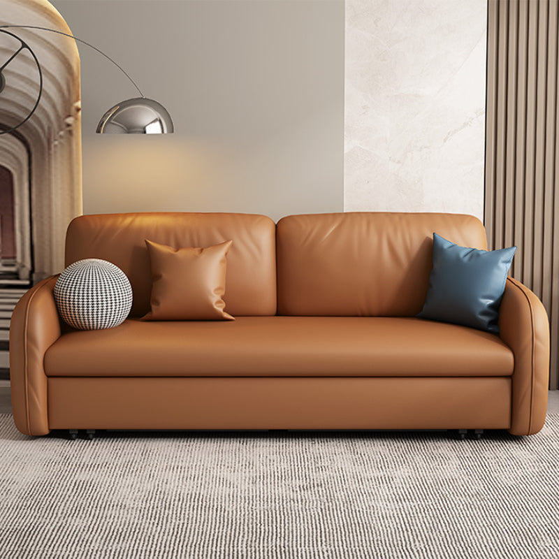 37.4" H Contemporary Faux Leather Square Arm Sofa Bed for Living Room