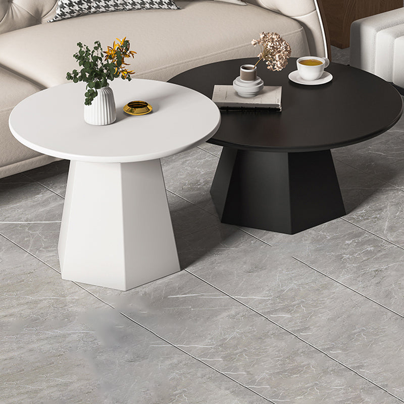 Round Metal Coffee Table Set Pedestal Simple Cocktail Table for Living Room