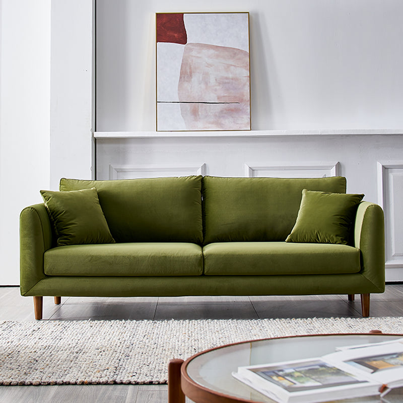 33.46" H Contemporary Velvet Square Arm Sofa with Pillows for Living Room