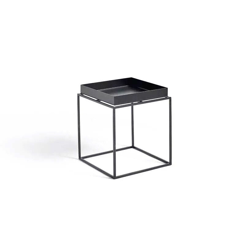 Iron Coffee Table Mid-Century Modern Frame Cocktail Table in Black