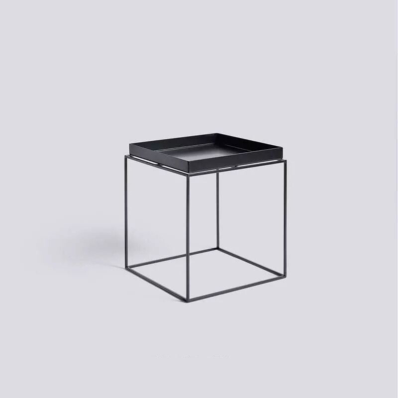 Iron Coffee Table Mid-Century Modern Frame Cocktail Table in Black