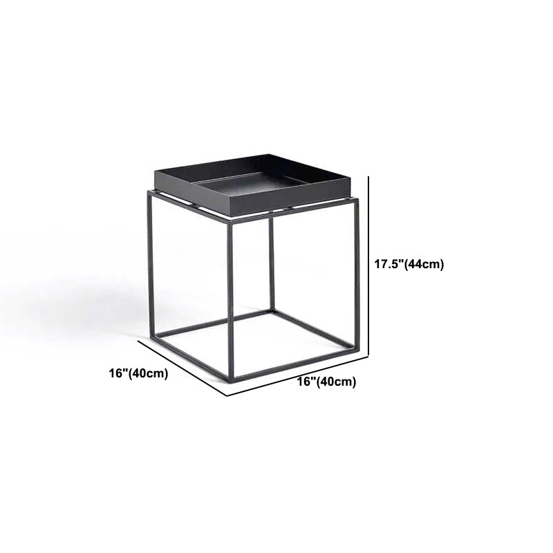 Iron Coffee Table Mid-Century Modern Frame Cocktail Table in Black