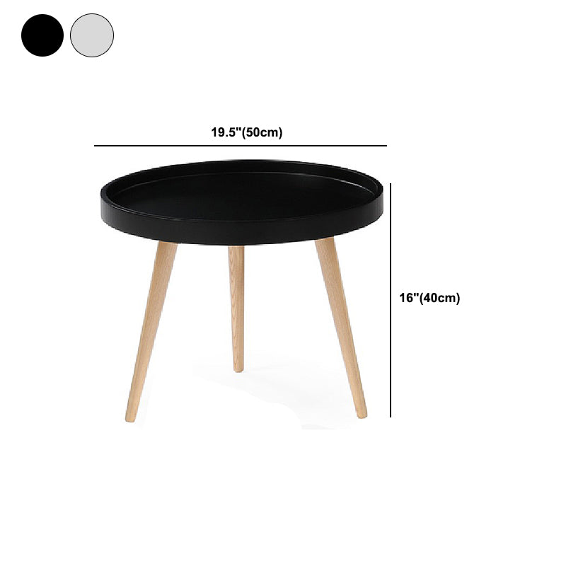 Modern Round Wooden Cocktail Table 3 Legs Tray Top Coffee Table