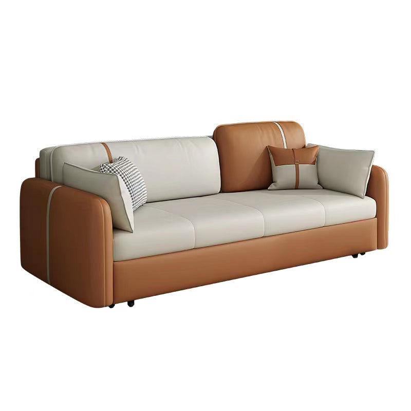 32.28" H Contemporary Faux Leather Square Arm Sofa Bed with Storage