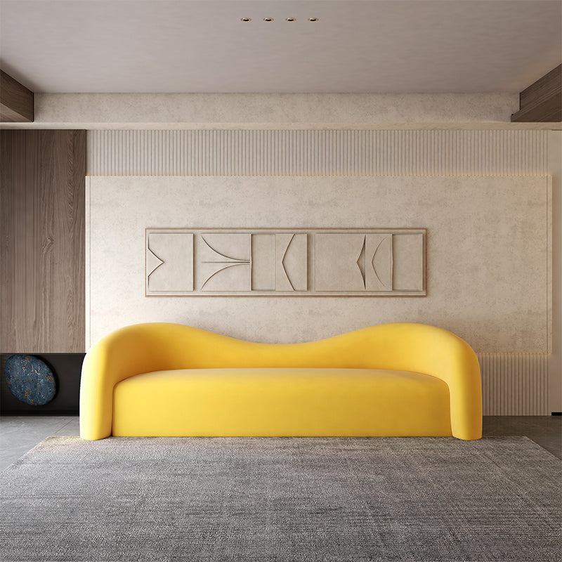 30.7" H Contemporary Velvet/ Wool Curved Sofa for Living Room