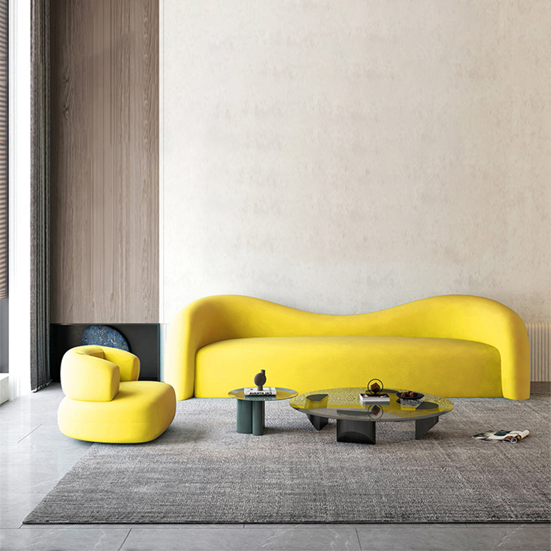 30.7" H Contemporary Velvet/ Wool Curved Sofa for Living Room