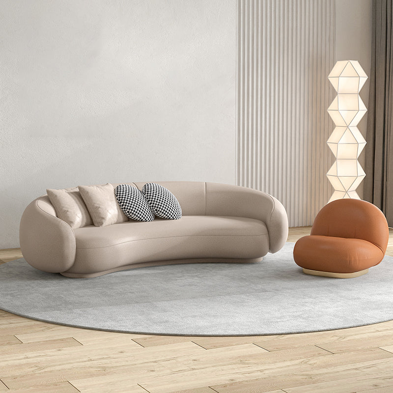 25.6" H Contemporary Faux Leather Curved Sofa for Living Room