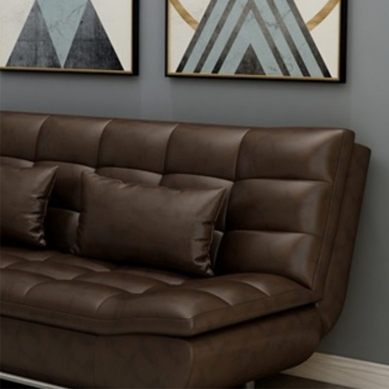 34.64" H Contemporary Faux Leather Biscuit Back Armless Convertible Sleeper Sofa