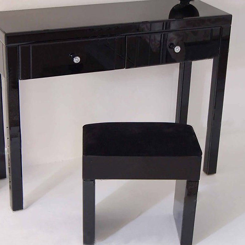 Glass Vanity Set with Tri-Fold 13.77" Wide Make-up Vanity with 2 Storage Drawers