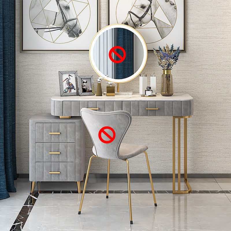 15.74" Wide Vanity Set with 5 Storage Drawers Marble Make-up Vanity