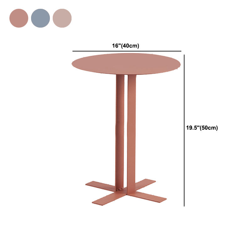 19.7" Tall Pedestal End Table Mid-Century Metal Round Side End Table