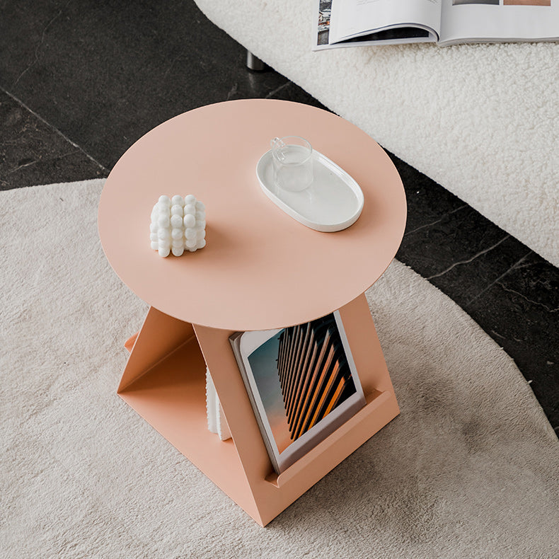 Mid-Century Abstract End Table Metal Round Side End Table for Sofa