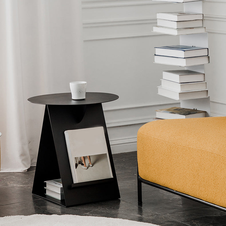 Mid-Century Abstract End Table Metal Round Side End Table for Sofa