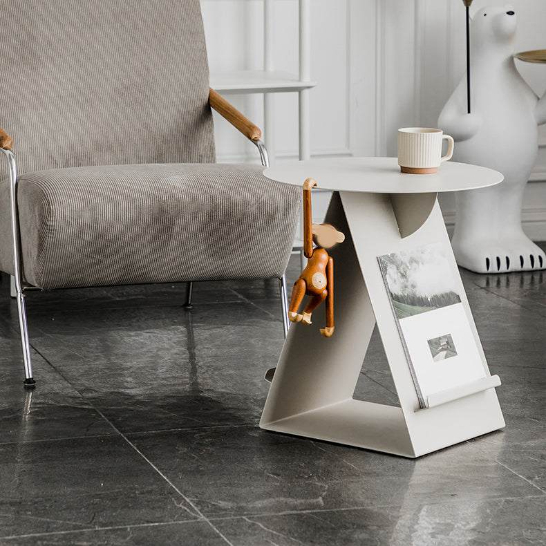 Mid-Century Abstract End Table Metal Round Side End Table for Sofa