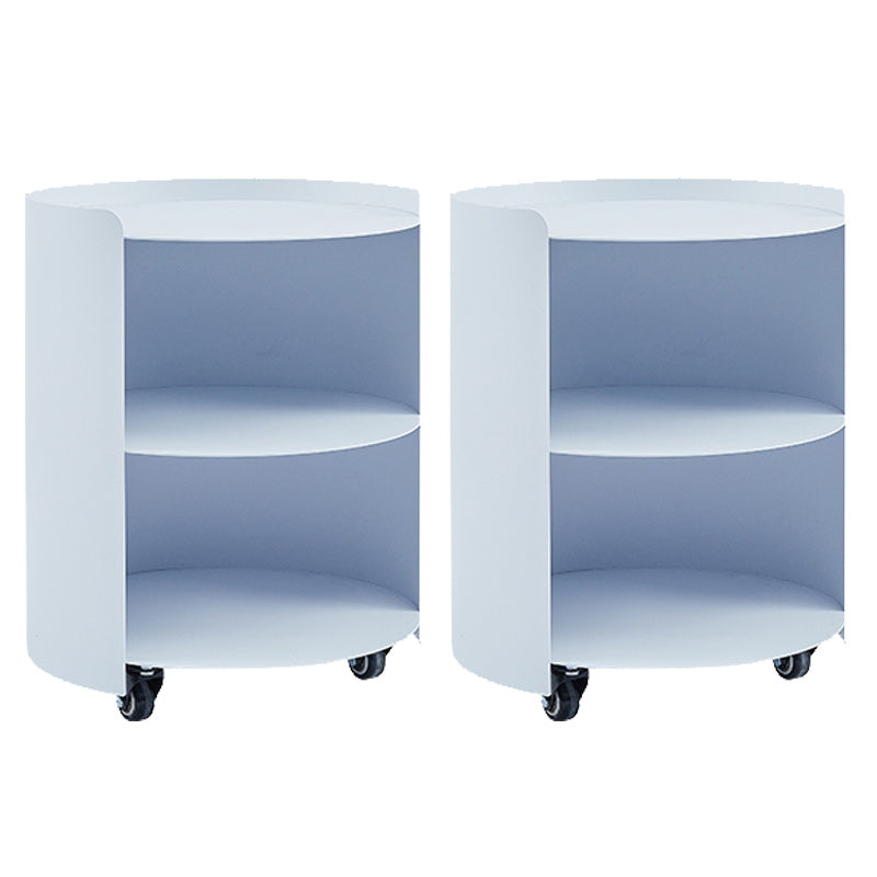 Mid-Century Round Side End Table Metal End Slide Table with Shelf