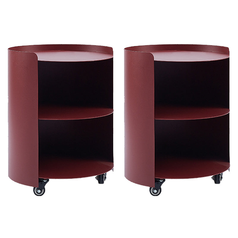 Mid-Century Round Side End Table Metal End Slide Table with Shelf