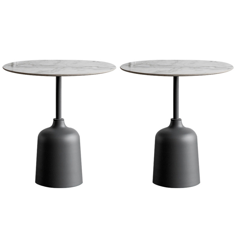 Modernistic Pedestal End Table Slate/Wood Top Round Corner Table