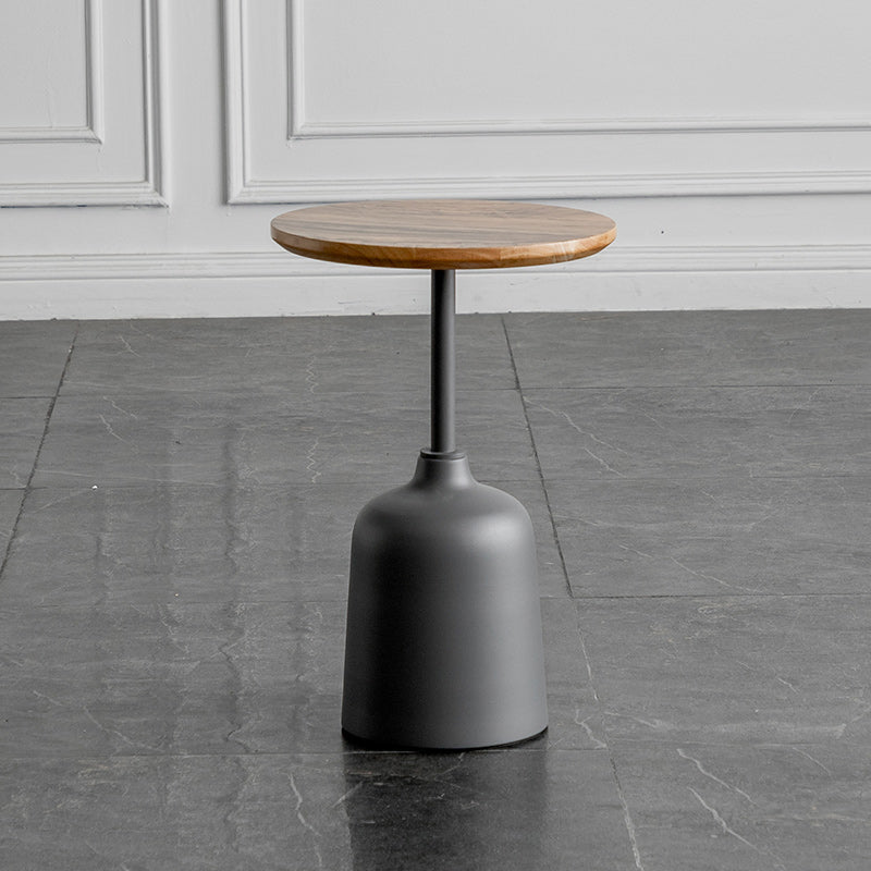 Modernistic Pedestal End Table Slate/Wood Top Round Corner Table