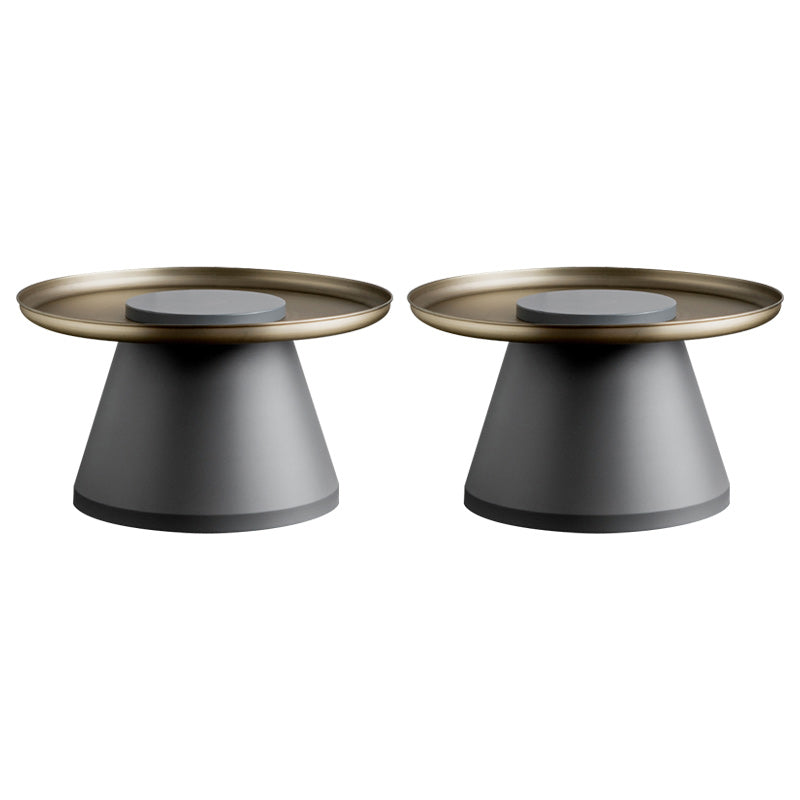 Mid-Century Pedestal End Table Round Metal Side Table for Living Room