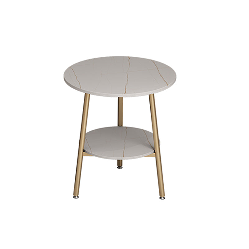 Modern Slate Top Round Double Tier End Table 3 Legs End Table