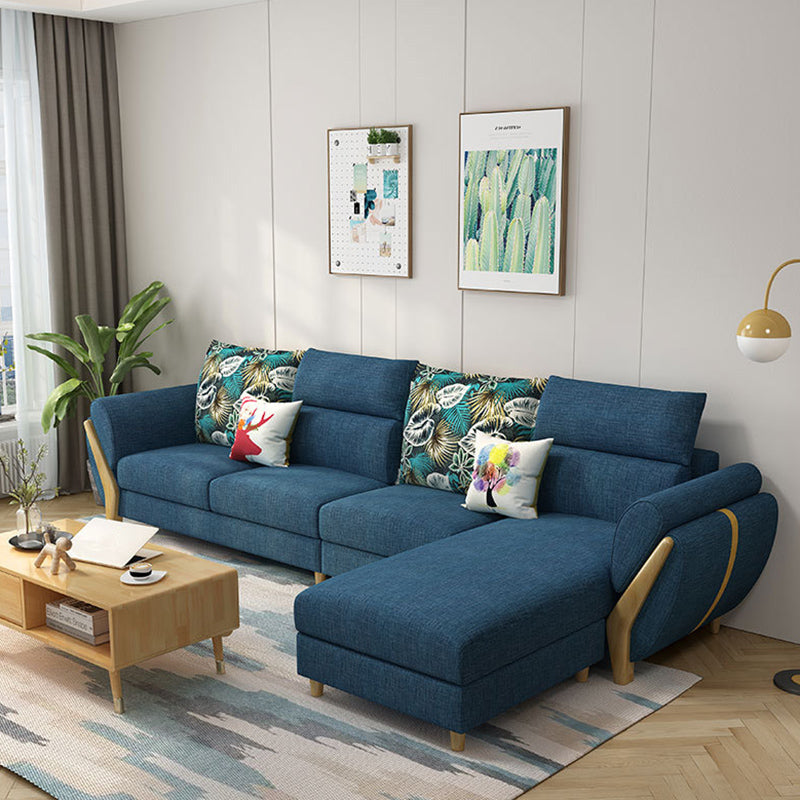 Nordic Stationary Living Room Flared Arm Cushions Sofa Chaise