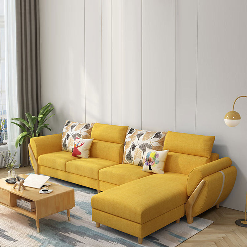 Nordic Stationary Living Room Flared Arm Cushions Sofa Chaise