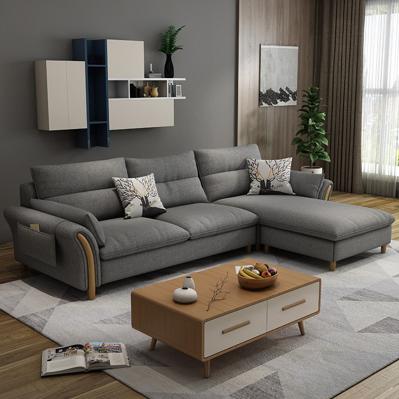 Nrdic Fabric Stationary Living Room Flared Arm Cushions Sofa Chaise