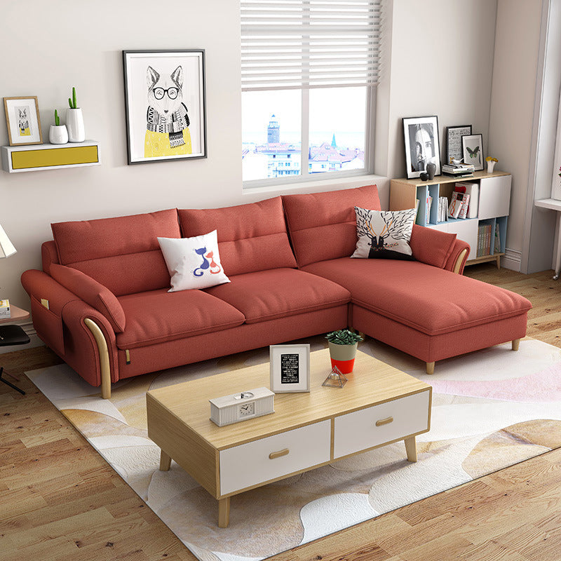 Nrdic Fabric Stationary Living Room Flared Arm Cushions Sofa Chaise