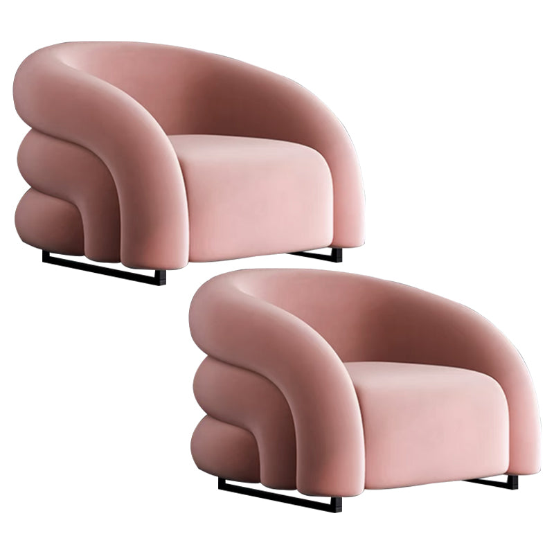 Velvet Barrel Chair 33.85" Wide Arms Included Chair for Living Room
