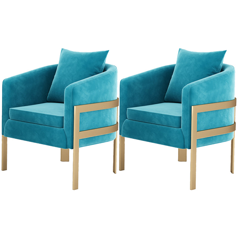 23.62" Wide Velvet Barrel Chair Arms Included Chair for Living Room