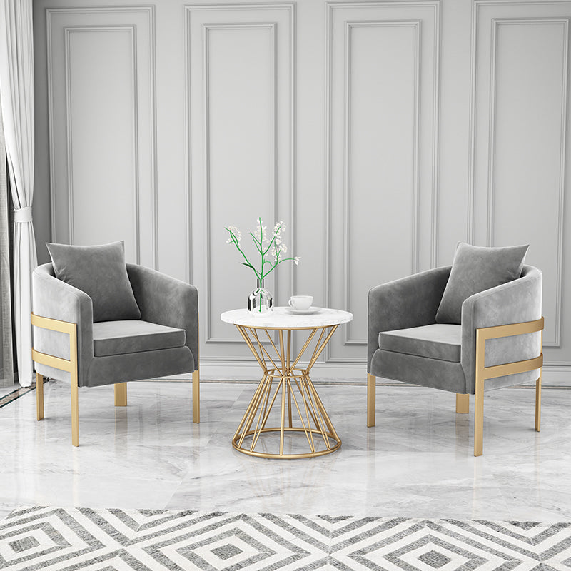 23.62" Wide Velvet Barrel Chair Arms Included Chair for Living Room