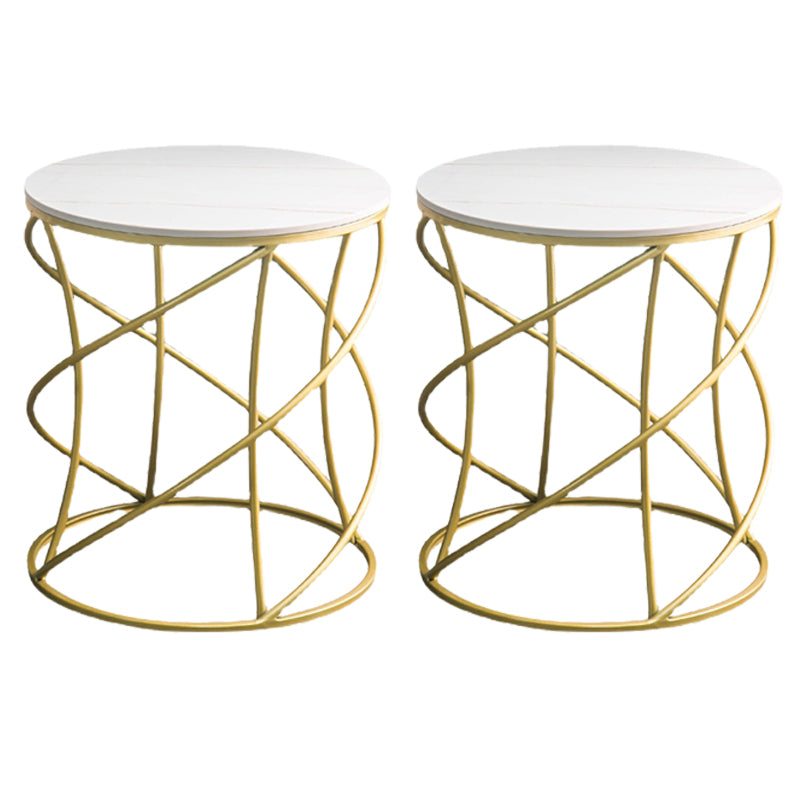Modern Frame Slate End Table Round Minimalist Side End Table