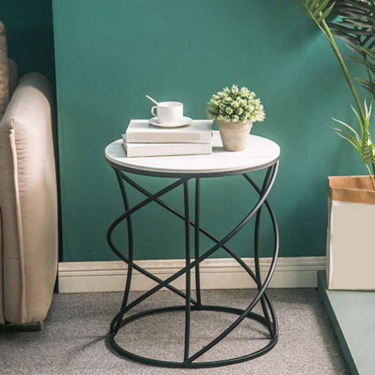 Modern Frame Slate End Table Round Minimalist Side End Table