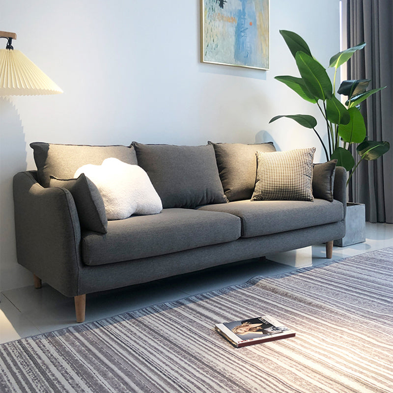 34.25" H Modern 3-seater Cotton Blend Flared Arm Sofa with Pillows