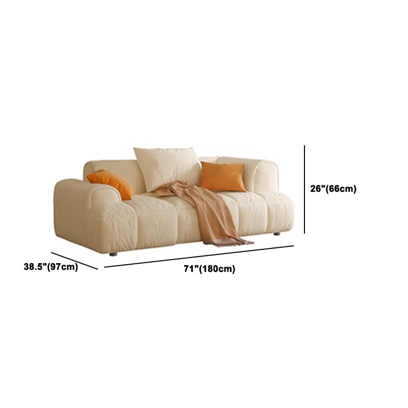 Nordic Stain-Resistant White Couch Recessed Arm Sofa with Tight Back