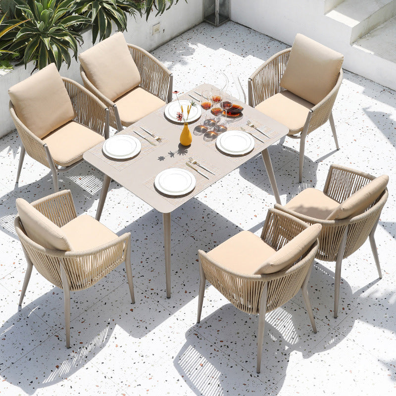 Bohemian Style Dining Table Set 1/3/5/7 Piece Wood and Metal Dining Set for Patio