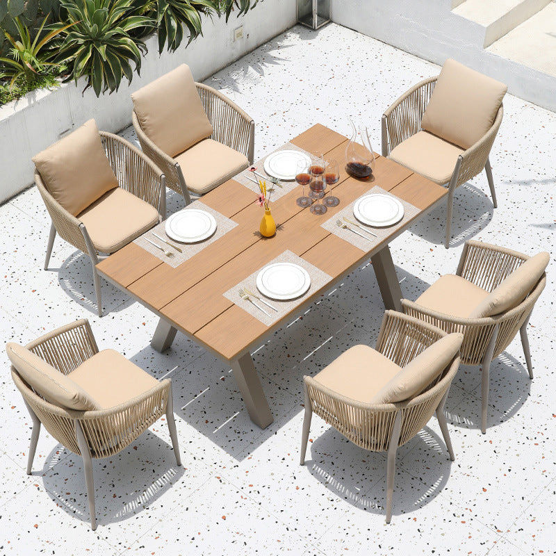 Bohemian Style Dining Table Set 1/3/5/7 Piece Wood and Metal Dining Set for Patio