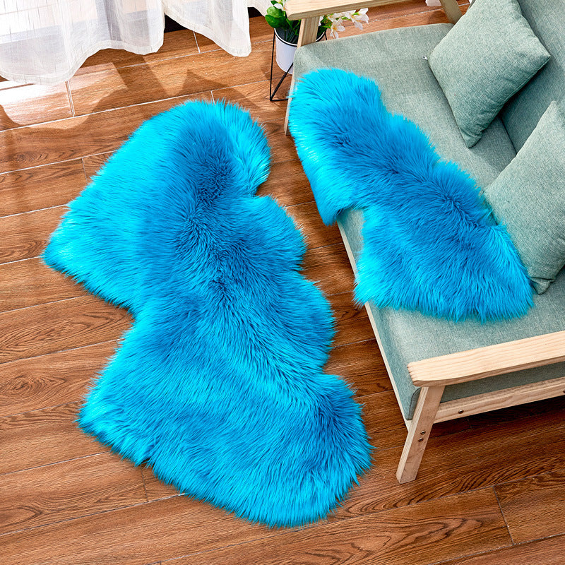 Heart-shaped Solid Color Rug Washable Polyester Rug for Home Decor