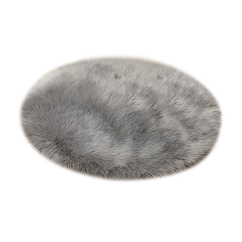 Tapis circulaire en peluche de couleur unie, résistant aux taches, pour la décoration de la maison