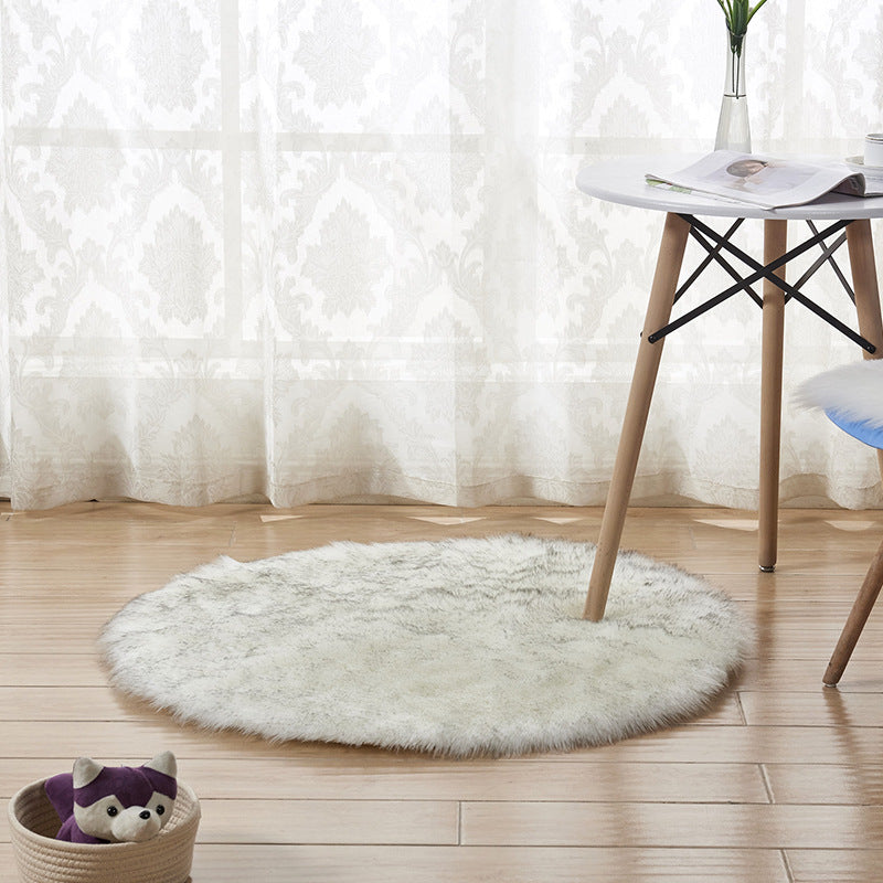 Solid Color Plush Rug Circular Stain Resistant Shape Rug for Home Decor