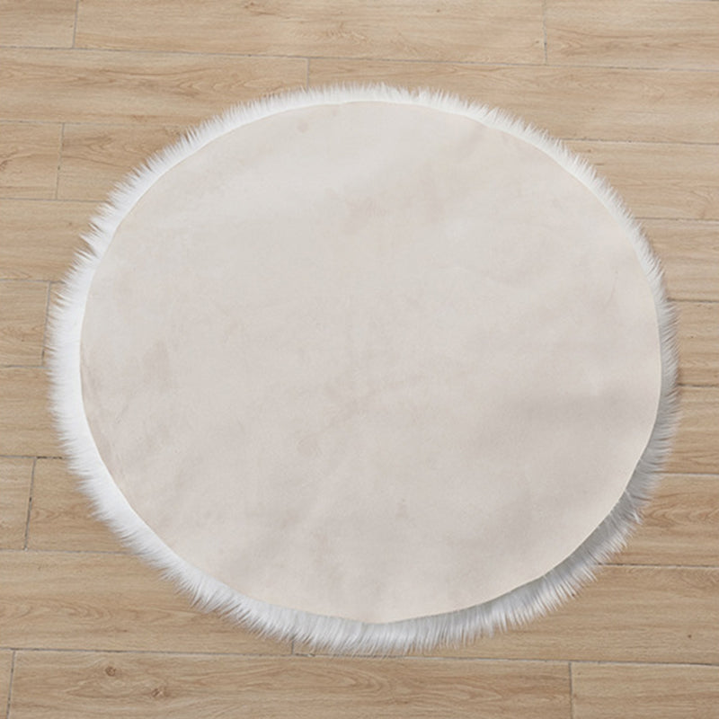 Tapis circulaire en peluche de couleur unie, résistant aux taches, pour la décoration de la maison