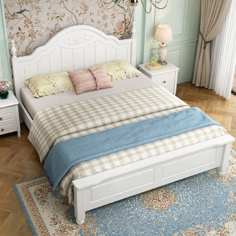 84.65 inch Wide Victorian Bed Frame Pine Wood Bed with Headboard