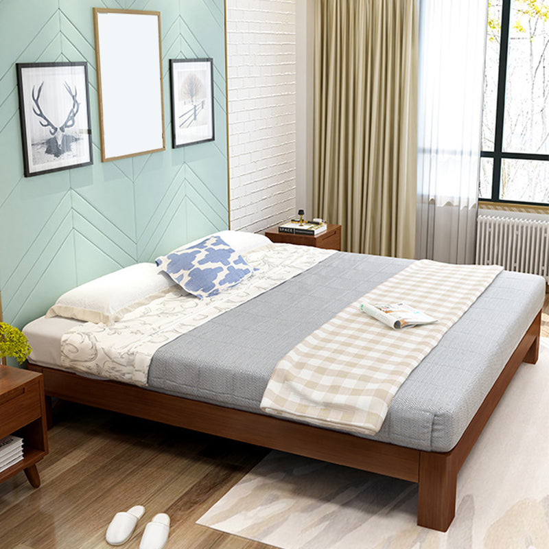 84.65 inch Wide Mid-century Bed Frame Solid Wood Platform Bed