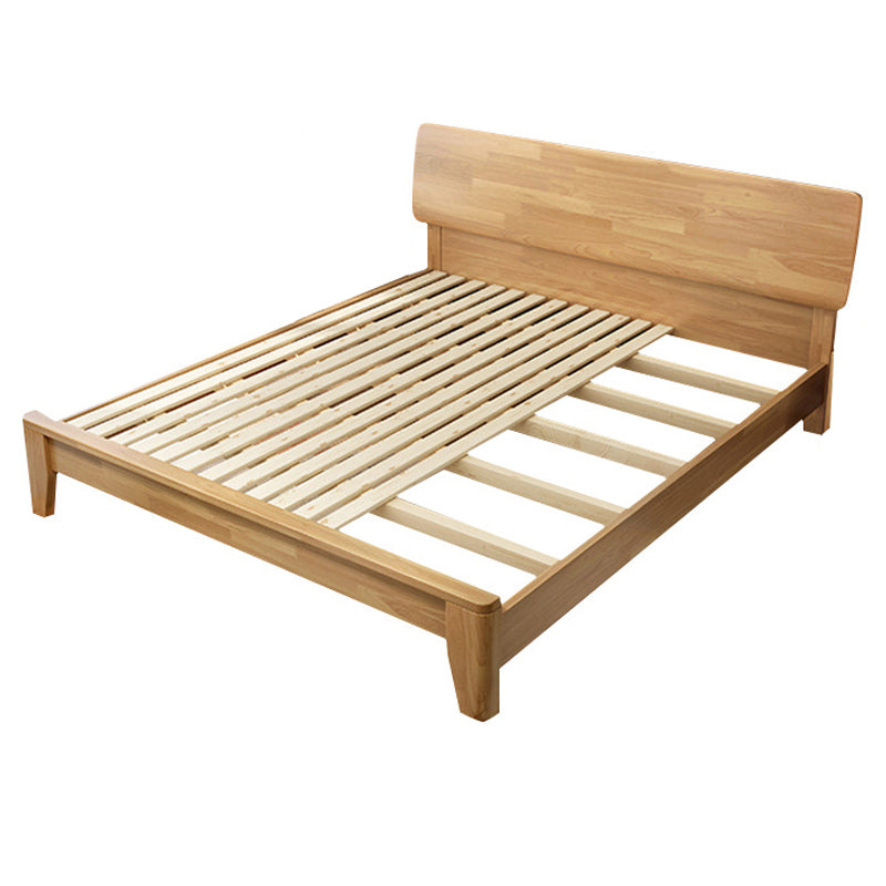 84.65 inch Wide Mid-century Bed Frame Rubberwood Bed with Headboard