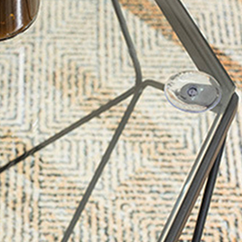 Modern Coffee Table with Glass Top and Iron Frame Base Cocktail Table