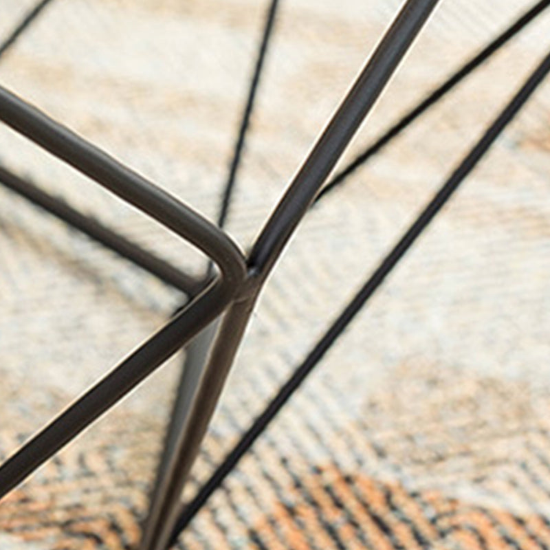 Modern Coffee Table with Glass Top and Iron Frame Base Cocktail Table