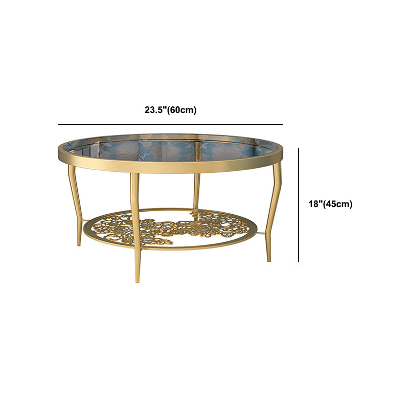 Contemporary Cocktail Table 4 Legs Glass Top Round Single Coffee Table