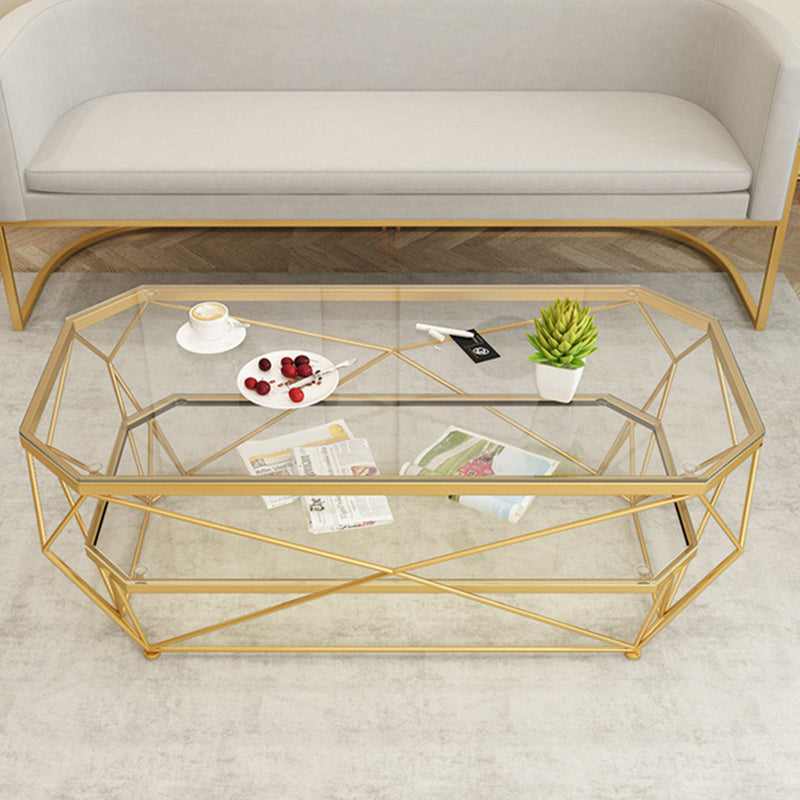 Contemporary Cocktail Table Glass Top Rectangular Single Coffee Table