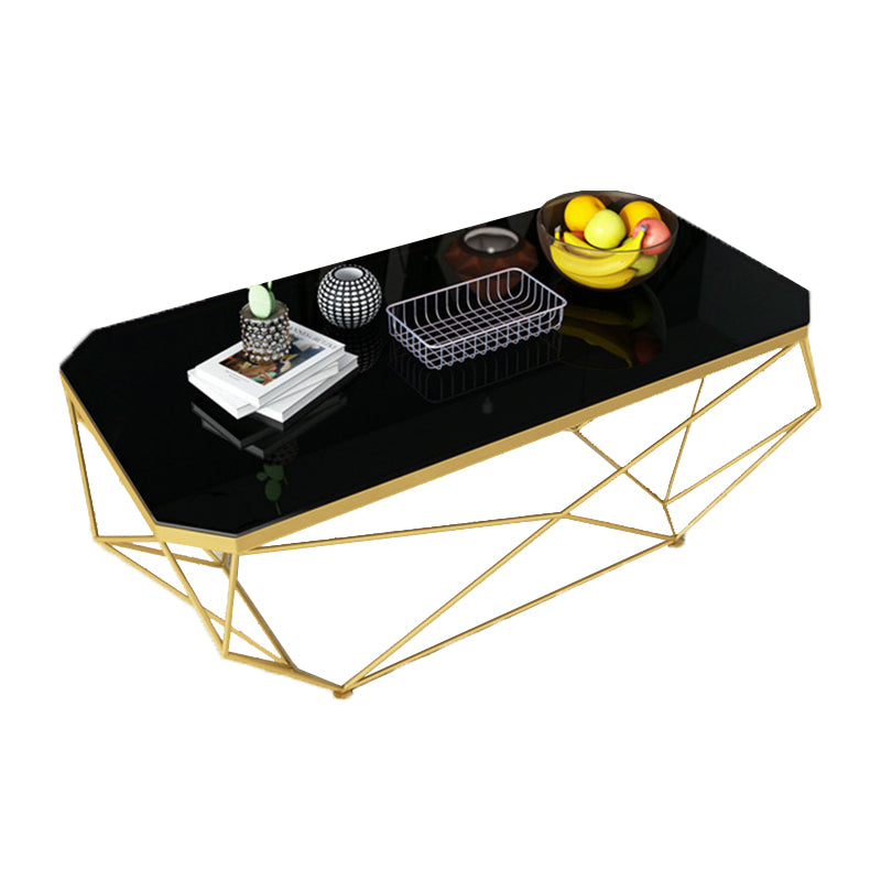 Contemporary Cocktail Table Glass Top Rectangular Single Coffee Table