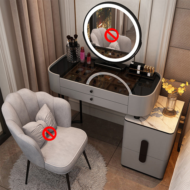 Glass Vanity Dressing Table 15.74" Wide Vanity Tables with 5 Storage Drawers